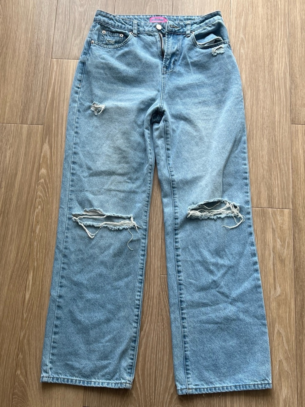 Edikted blue wide leg jeans with ripped details Size M #denim #rippedjeans
